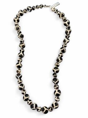 Black and Cream Patterned Bead Necklace